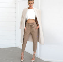 Load image into Gallery viewer, New Fashion Pants for Women Elastic Waistband with Bow Belt European Women Style +
