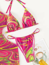 Load image into Gallery viewer, Abstract Print Tied Three-Piece Swimsuit (+)
