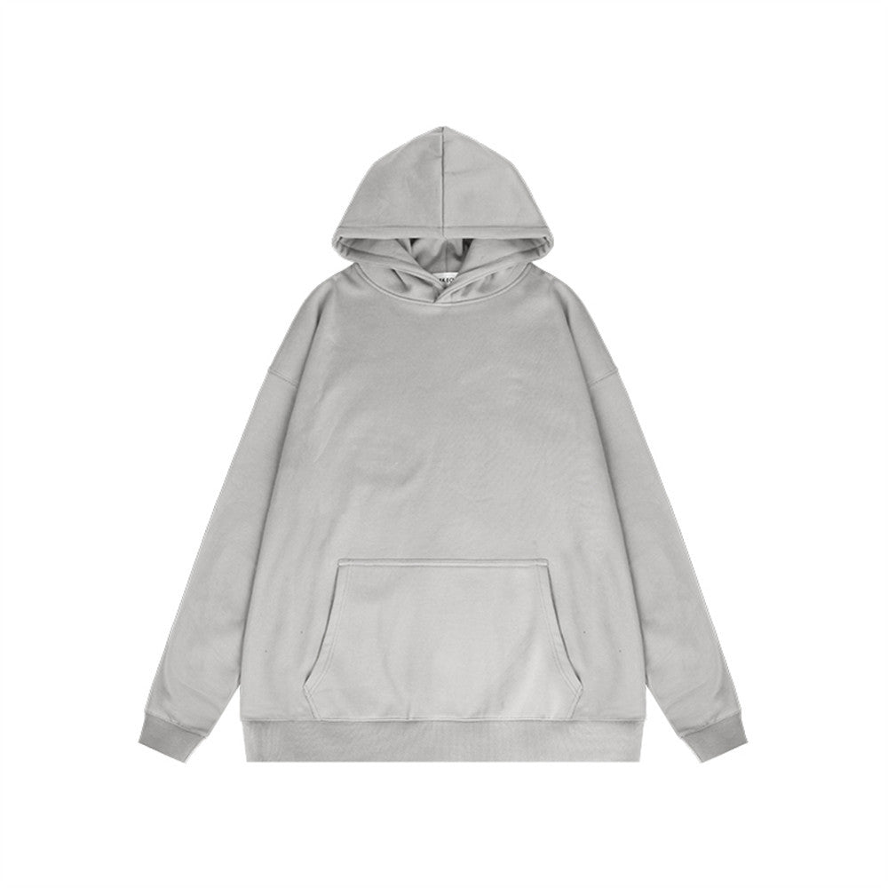 Men's Fashion Solid Color Hooded Plush Sweater +