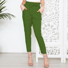 Load image into Gallery viewer, New Fashion Pants for Women Elastic Waistband with Bow Belt European Women Style +
