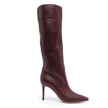 Load image into Gallery viewer, Burgundy PU Plus Size Pointed Toe Knee-length Boots +
