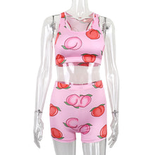 Load image into Gallery viewer, Printed Navel Sleeveless Vest Casual Shorts Set (+)
