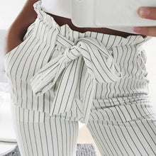 Load image into Gallery viewer, New Fashion Pants for Women Elastic Waistband with Bow Belt European Women Style +
