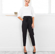Load image into Gallery viewer, New Fashion Pants for Women Elastic Waistband with Bow Belt European Women Style +
