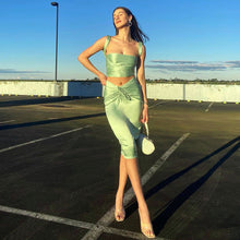 Load image into Gallery viewer, European And American Slim Camisole Drawstring Skirt Fashion Two-piece Suit Women +
