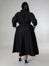Load image into Gallery viewer, New Plus Size Women&#39;s Solid Color Long-Sleeved Shirt Dress +
