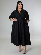 Load image into Gallery viewer, New Plus Size Women&#39;s Solid Color Long-Sleeved Shirt Dress +
