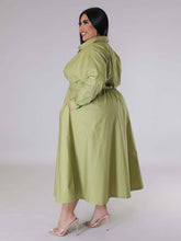 Load image into Gallery viewer, New Plus Size Women&#39;s Solid Color Long-Sleeved Shirt Dress +
