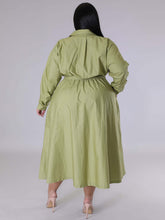 Load image into Gallery viewer, New Plus Size Women&#39;s Solid Color Long-Sleeved Shirt Dress +
