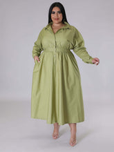 Load image into Gallery viewer, New Plus Size Women&#39;s Solid Color Long-Sleeved Shirt Dress +
