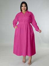 Load image into Gallery viewer, New Plus Size Women&#39;s Solid Color Long-Sleeved Shirt Dress +
