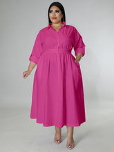 Load image into Gallery viewer, New Plus Size Women&#39;s Solid Color Long-Sleeved Shirt Dress +
