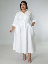 Load image into Gallery viewer, New Plus Size Women&#39;s Solid Color Long-Sleeved Shirt Dress +
