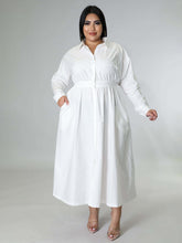 Load image into Gallery viewer, New Plus Size Women&#39;s Solid Color Long-Sleeved Shirt Dress +
